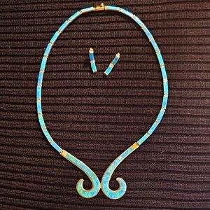 Australian Opal and Sterling Silver Necklace And Earrings